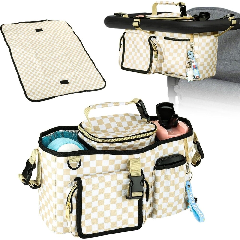 Universal Stroller Organizer w Cooler & Changing Mat Fits Wonderfold Keenz Wagon